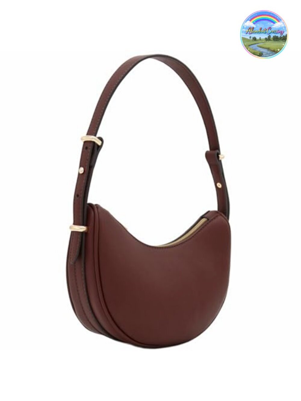 Small Crescent Smooth Faux Leather Underarm Shoulder Bag